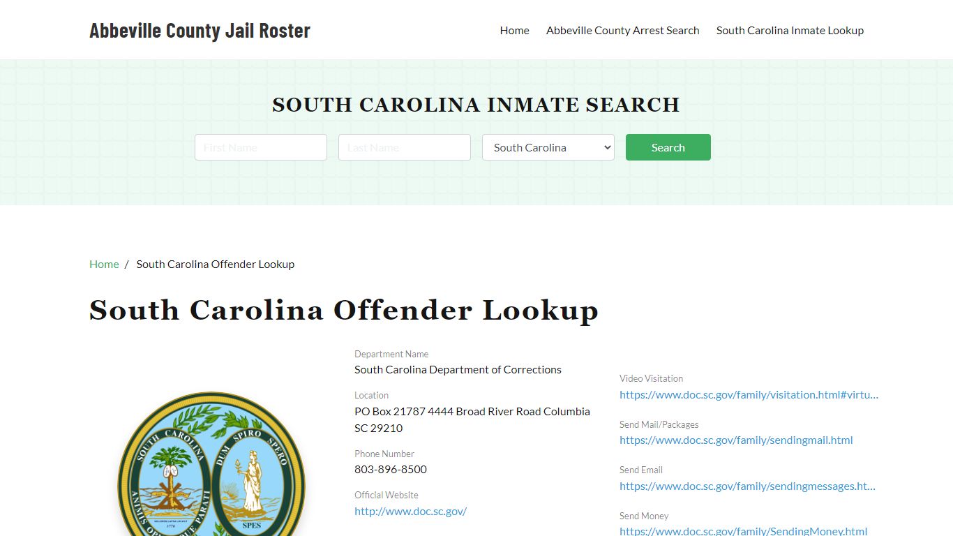 South Carolina Inmate Search, Jail Rosters - Abbeville County Jail