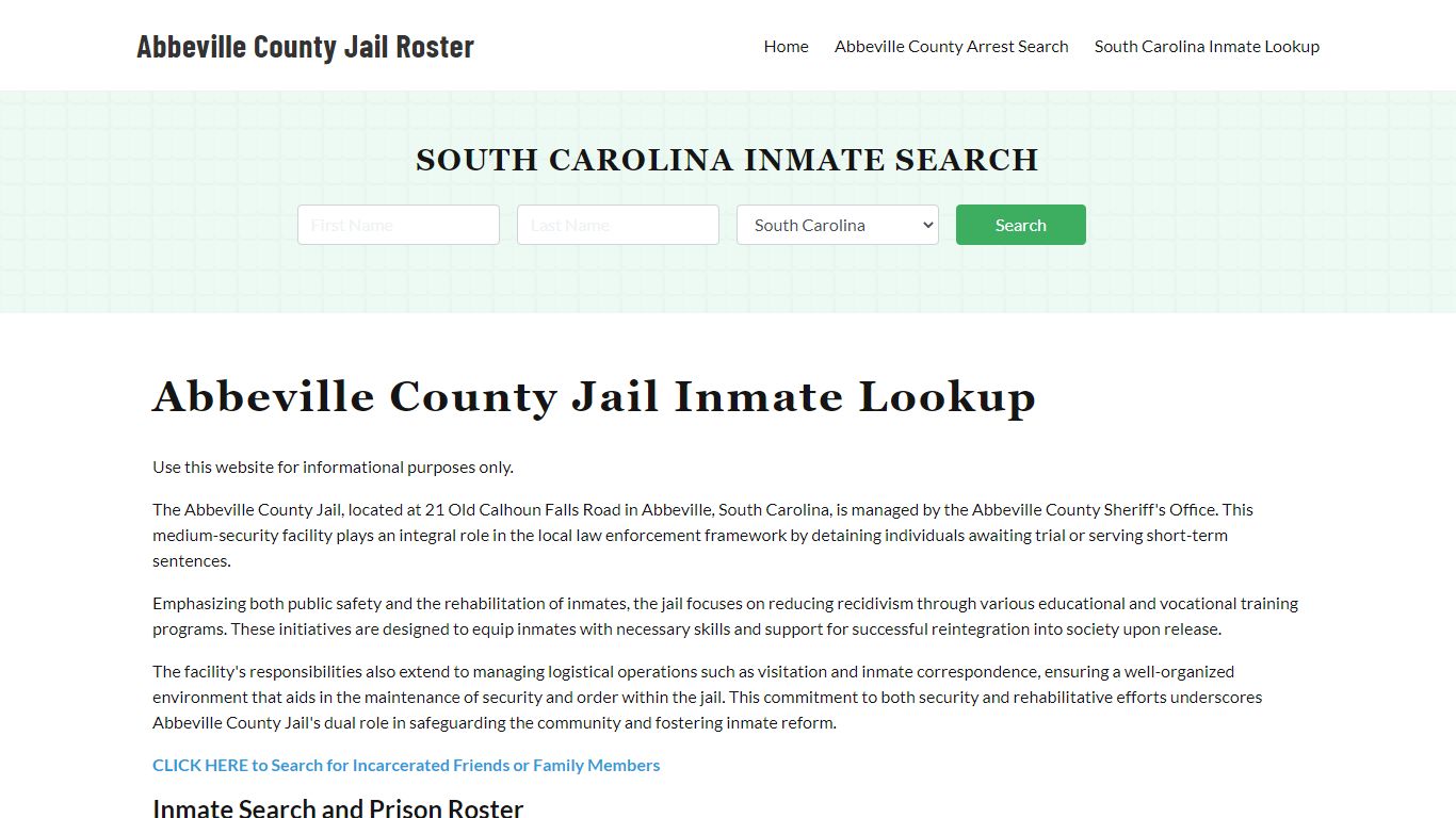 Abbeville County Jail Roster Lookup, SC, Inmate Search