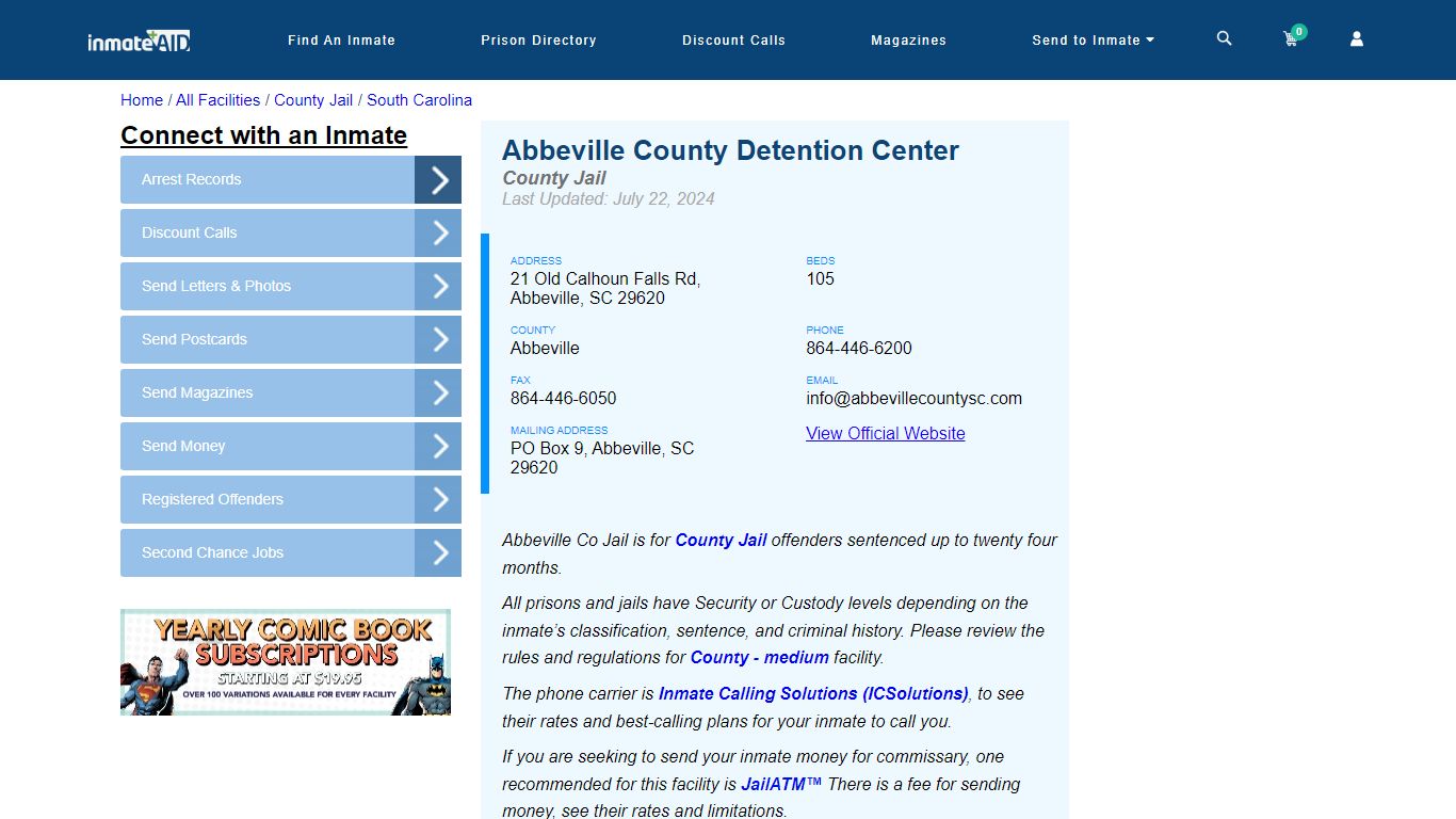 Abbeville County Detention Center - Inmate Locator