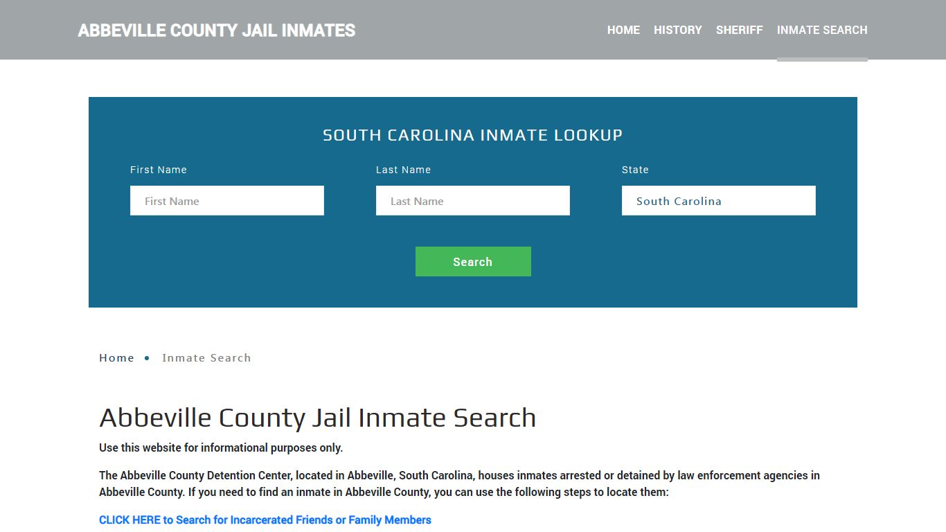 Abbeville County, SC Detainee Lookup